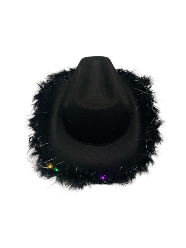 Lightup CowBoy Feather Brim Hat, Pink, White, Black - Image 5