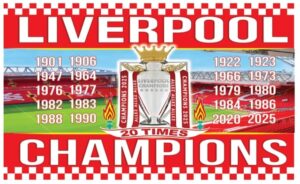 3FT x 2FT Liverpool 2025 Champions Flag (Pack of 50  – £2.50 Incl. VAT each)