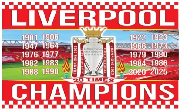 3FT x 2FT Liverpool 2025 Champions Flag (Pack of 50  – £2.50 Incl. VAT each)