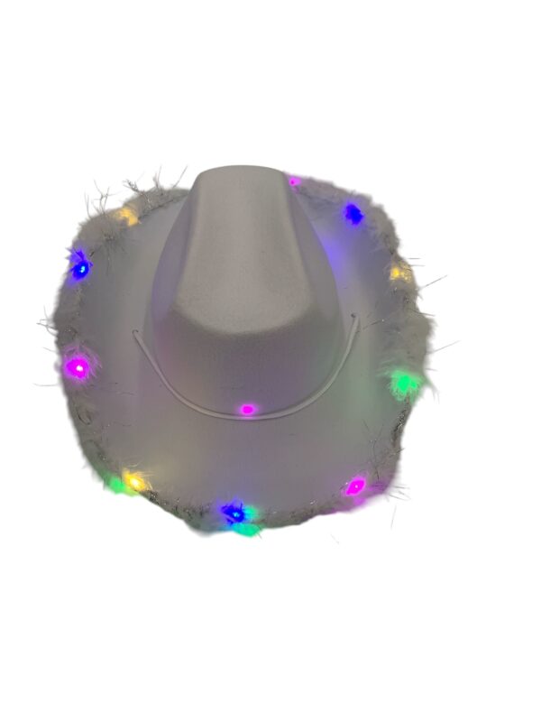 Lightup CowBoy Feather Brim Hat, Pink, White, Black - Image 2
