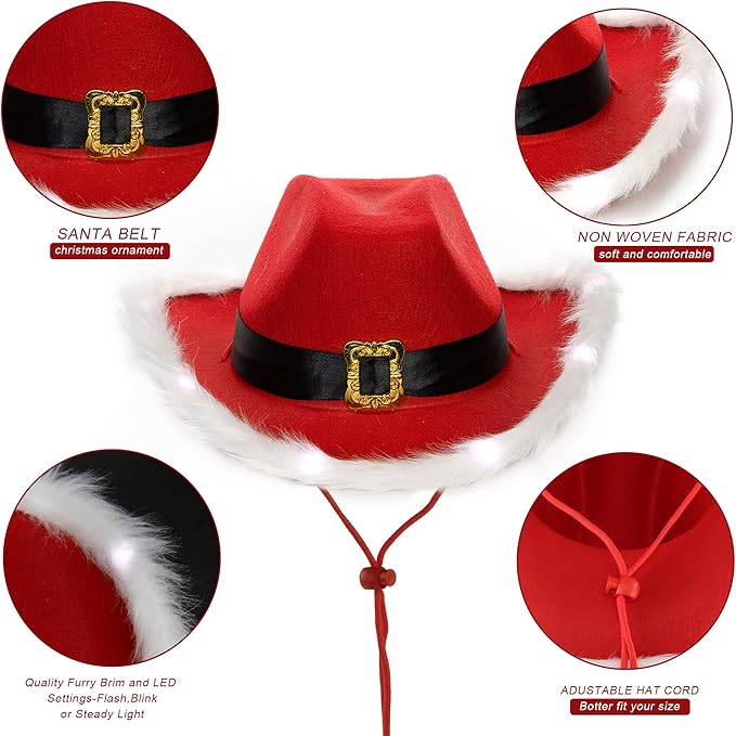 Light-up Christmas Cowboy Hat (Pack of 50 – £2.50 Incl. VAT each) - Image 3