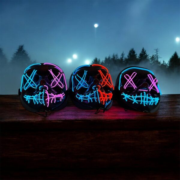 LED Light-Up Purge Neon Halloween Mask (Pack of 125 – £2.50 Incl. VAT each) - Image 2