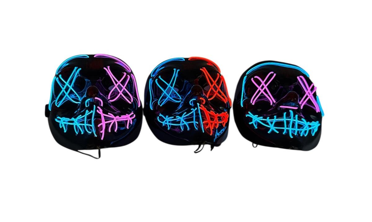 LED Light-Up Purge Neon Halloween Mask (Pack of 125 – £2.50 Incl. VAT each)