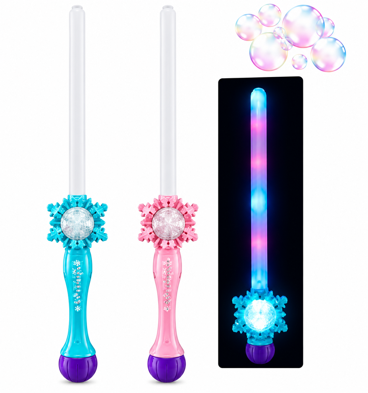 LED Musical Snowflake Bubble Sword – Light-Up Bubble Wand | Pack of 48 – £4.75 Incl. VAT each