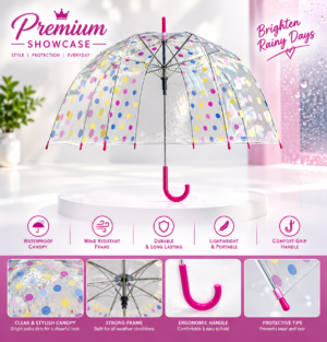 £1.50 Colour Changing Clear PVC Rain Umbrella (Pack of 60 – £1.50 Incl. VAT each)
