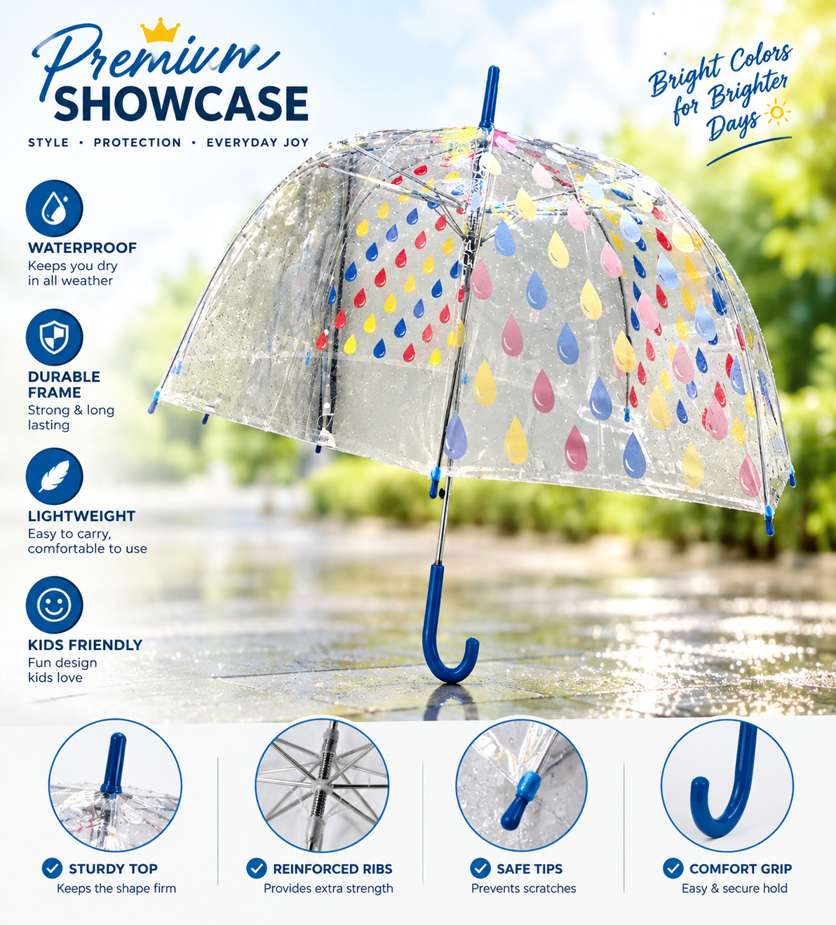 Colour Changing Clear PVC Rain Umbrella (Pack of 60 – £1.50 Incl. VAT each)
